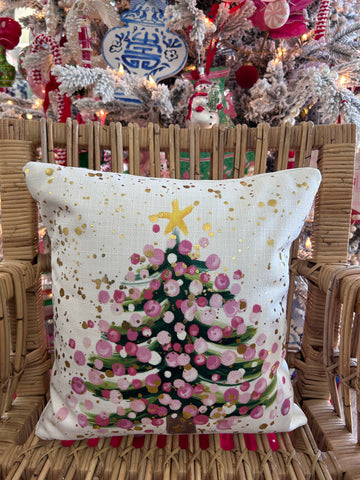 Pink Splatter Tree Pillow